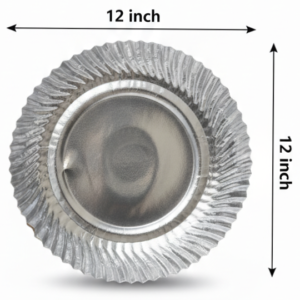 12-Inch Silver Wrinkle Paper Dinner Plates (25pcs)